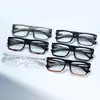 Armazón de Gafas para Hombre Tr con Filtro de Luz Azul Nuevo Marco Cuadrado Pequeño Borde Grueso Estilo Europeo y Americano Gafas sin Graduación con Patillas de Acetato 60038