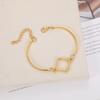 Pulseira vintage diy transfronteiriça geométrica quadrada liga pulseira ajustável acessórios ouro rosa bronze joias
