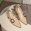 Sapatos de Salto Médio Bloco com Bico Fino e Fivela Quadrada de Strass, Novo Estilo, Sapatos Femininos Europeus e Americanos, Tamanhos 32-45, Sapatos de Exportação Amazon