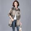 Camisa a Cuadros Retro de Otoño Manga Larga Mujer Ropa de Otoño 2023 Nuevo de Longitud Media Casual Suelta Delgada Chaqueta Cardigan