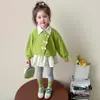 Conjunto de lazo de lunares para niñas estilo coreano, nuevo conjunto de dos piezas de moda primavera y otoño 2026 para niñas pequeñas