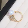 Accesorios DIY Anillo de Plata de Ley S925 Elegante Bicolor con Montura para Perla, Montura de Anillo Hecha a Mano Producto Semiacabado 8-11