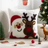 Funda de almohada navideña transfronteriza, bordada con Santa Claus y copos de nieve, una funda de cojín de sofá lujosa y minimalista