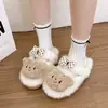 Pantuflas de Algodón Cómodas Oso de Invierno Lazy Bow 2026 Pantuflas Peludas para el Hogar Tacón Alto Lindas para Mujer Punta Cerrada Estilo Nuevo