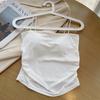 Camisola plisada de seda de hielo 2022 Ropa interior para niña Verano Ropa exterior Top con almohadilla en el pecho Ropa interior deportiva para mujer de chica sexy
