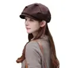Boina de Lana Estilo Coreano para Niños Otoño e Invierno Celebrante Cibernético Combinable Gorro Octogonal Moda Casual Sombrero de Pintura Artística