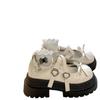 Mocasines de Estilo Británico con Lazo Combinables para Mujer Verano Nuevo Retro Suela Gruesa Tacón Grueso Doble Hebilla con Zapatos Mary Jane para Mujer