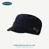 Chapéu Elegante da Moda Estilo Japonês Azul Marinho para Mulheres, Outono e Inverno Camurça Vintage Emagrecedor Chapéu Elegante de Topo Plano Chapéu de Equitação