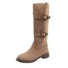 958-4 Botas Largas de Pierna Gruesa y Pantorrilla Ancha Botas Largas Retro de Caballero Botas Altas Ensanchadas Zapatos de Mujer Talla Grande 41-43 Botines