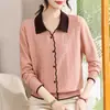 Suéter de punto informal de alta calidad con estampado y manga larga para mujeres de mediana edad y mayores, nuevo estilo otoño/invierno, ropa de madre, capa base de punto que ilumina la piel