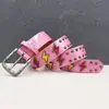 Cinturón punk de tachuelas con rayo exclusivo transfronterizo, cinturón ancho de cuero con purpurina multicolor, cinturón unisex estilo retro americano