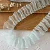 Adorno de Encaje Verde de Alta Gama Decoración Hecha a Mano DIY Dobladillo de Falda Accesorios de Ropa Tela de Volantes Fruncidos