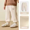 Pantalones infantiles JQ Jingqi, nueva colección de otoño, forrados de felpa, pantalones casuales de pierna cónica, unisex, pantalones largos para bebé y niños