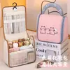 Bolsa de Maquillaje de Mano con Bloques de Color Estilo Femenino Gatito de Dibujos Animados Portátil Gran Capacidad Gancho Bolsa de Almacenamiento para Artículos de Tocador de Viaje