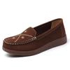 Primavera 2025 Bordado Punta Redonda Slip-On Suela Blanda Boca Baja Mocasines de Moda para Mujer Flats Estilo Británico Casuales Sencillos