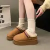Primeiro Encontro Ji Sola Grossa Aumento de Altura Mais Veludo Aquecimento Sapatos Birkenstock Botas de Neve Meio Chinelo Chinelo de Algodão com Pelo Roupa Feminina para Exterior 2026 Inverno