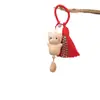 Llavero de madera de haya creativa, lindo gato perezoso tallado de la suerte, manualidad de madera, colgante, decoración de bolsa, adorno