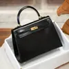 Bolso Kelly de piel auténtica con estampado de palmeras de segunda generación, minibolso bandolera de piel de vaca a la moda para mujer, bolso de hombro, bolso de mano