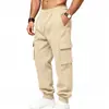 Calça de moletom de malha versátil para trabalho casual ao ar livre, esportes, masculina, europeia e americana, transfronteiriça, Amazon, com múltiplos bolsos, tamanhos grandes