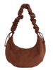 Bolso de Gamuza Retro con Cordón Tipo Empanada Nuevo Estilo Coreano Simple Casual Plegado para el Brazo Bolso de Gran Capacidad de un Solo Hombro Cruzado