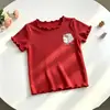 Camiseta de manga curta estilo coreano para meninas em seda gelada, camiseta de bebê de verão de cor sólida com bordas franzidas, top casual inspirado em dopamina para bebês