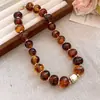 Collar de doble capa con cuentas acrílicas transfronterizo europeo y americano, cadena para la clavícula de lujo ligero de alta gama, joyería de estilo étnico vintage al por mayor