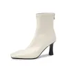 Botas elásticas super elásticas para mujer, botas adelgazantes, otoño e invierno, puntera cuadrada, cremallera trasera, tacón fino, tacón alto, botas de moda para mujer, botines elásticos, talla 42