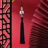 Pingente de Franja com Fivela de Lótus da Paz Dupla Face, Acessório Hanfu Artesanal de Estilo Tradicional, Enfeite Pendente, Acessório de Decoração