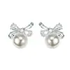 Pendientes de Plata S925 con Aguja Francesa Estilo Dulce Perla y Lazo, de Moda y Versátiles, Pendientes para Mujer de Temperamento Exquisito y Fresco