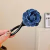 Azul Denim Clip de Giro Nuevo 2024 para Mujer Pinza de Flor de Una Palabra Pasador Rastreador de Cabello en la Parte Trasera de la Cabeza Pinza para Media Coleta Tocado