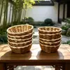 Cesta de almacenamiento tejida de ratán natural puro para frutas, verduras y pan, cesta de almacenamiento para el hogar estilo pastoral, cesta tejida de ratán