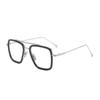 Gafas de Sol Estilo Iron Man Seleccionadas Cuidadosamente Moda Europea y Americana Montura Cuadrada para Hombre Metal Retro Doble Puente Montura de Gafas que Cambia de Color