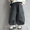 Q048 Pantalones de Primavera para Niños Pantalones de Trabajo Estilo Coreano Nuevos Guapos Holgados Pantalones Casuales para Niños Ropa para Bebés y Niños Pantalones de Moda