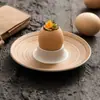 Bandeja de Huevos con Patrón de Línea Dorada Pintada a Mano por el Fabricante, Huevera para Desayuno de Hotel y Restaurante, Adorno de Cerámica para Huevos, Plato para Salsa