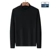 Camiseta Masculina Térmica de Fleece Outono/Inverno Quente Gola Meio Alta Slim Fit Camada Base Versátil Cor Sólida Pulôver Manga Longa Marca Tendência Atacado