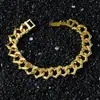 Pulsera de cadena cubana de corazón liso europeo y americano, costura hip-hop de moda para hombre, pulsera de cadena personalizada con forma de corazón liso que combina con todo