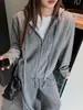 Nueva chaqueta suéter de punto con capucha para mujer, otoño e invierno, con diseño de cremallera, corte holgado, casual y versátil, top casual y relajado