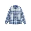 Yidao Vintage 2026 Otoño Nuevo Estilo Callejero Americano Lavada Desgastada Cepillada Contraste Cuadros Holgada Camisa de Manga Larga