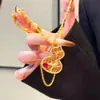 Pendente da Sorte Flor de Corindo Vermelho Estilo Chinês Novo Chinês Vazado Flor de Diamante Colorido Pássaro Magpie Ameixa Cuia Colar para Mulheres