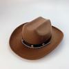 Decoración de remaches marrones Sombrero de vaquero occidental para niños de fieltro de poliéster de ala ancha de tela no tejida para fiesta de Carnaval de Halloween