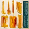 Peine de Masaje Multifuncional de Resina Terapia de Cabeza de Pulpo Masajeador Facial Palo de Masaje de Puntos de Acupuntura Tabla Raspadora de Meridianos