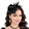 Acessórios de Cabelo Europeus e Americanos com Pena e Rede Topper Chapéu Flor Artificial Flor com Estames Aro de Cabelo Moda Retrô Elegante