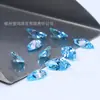 Atacado do Fabricante Anel Waxável Marquise Azul Claro Zircônia Formato de Folha Fundo Pontiagudo Superfície do Anel Azul Claro Zircônia Resistente a Altas Temperaturas