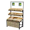 Estantes para Verduras, Estantes para Frutas, Estantes de Acero y Madera, Estantes de Almacenamiento para Frutas y Verduras, Estantes para Tiendas de Conveniencia de Supermercado, Estantes de Exhibición