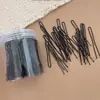 Grampo de cabelo preto básico simples para prender fios soltos, grampo de cabelo feminino em forma de U de aço
