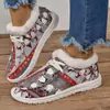 Amazon comercio exterior talla grande zapatos de algodón para mujer Europa y Estados Unidos transfronterizos otoño e invierno nuevos planos punta redonda elemento navideño zapatos de algodón peludos
