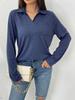 Comercio exterior transfronterizo Estación independiente de Amazon para mujer Primavera y otoño Nuevo manga larga simple color sólido solapa suelta bolsillo camiseta