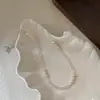Collar de Plata de Ley S925 con Cristal Blanco Natural Empalmado Perla de Agua Dulce Cadena de Clavícula Simple de Gama Alta Fresca Nicho para Mujer