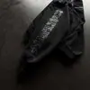Sudadera con Capucha Estilo Gótico Oscuro Lavada Vintage con Emblema de Diablo en el Pecho, Estampado de Tótem Gótico en las Mangas, Sudadera de Corte Holgado