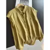 2026 Novo Estilo Cardigan de Linho Soltinho Emagrecedor Sem Mangas Blusa Camiseta Elegante Rejuvenescedora para Mulheres Atacado H16Et8333